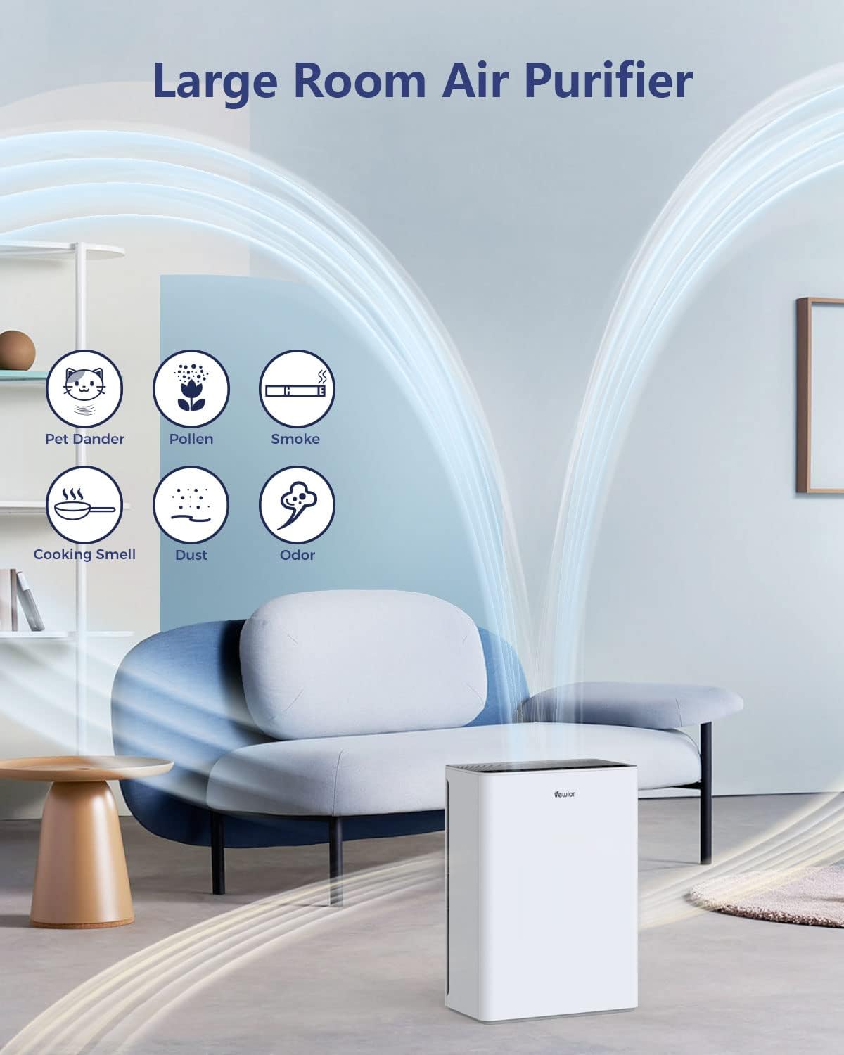 VEWIOR Air Purifier for Home Large Room - H13 HEPA Air Purifier with Fragrance Sponge Timer, 15dB Quiet Air Cleaner for Smoke Pollen Pet Dander