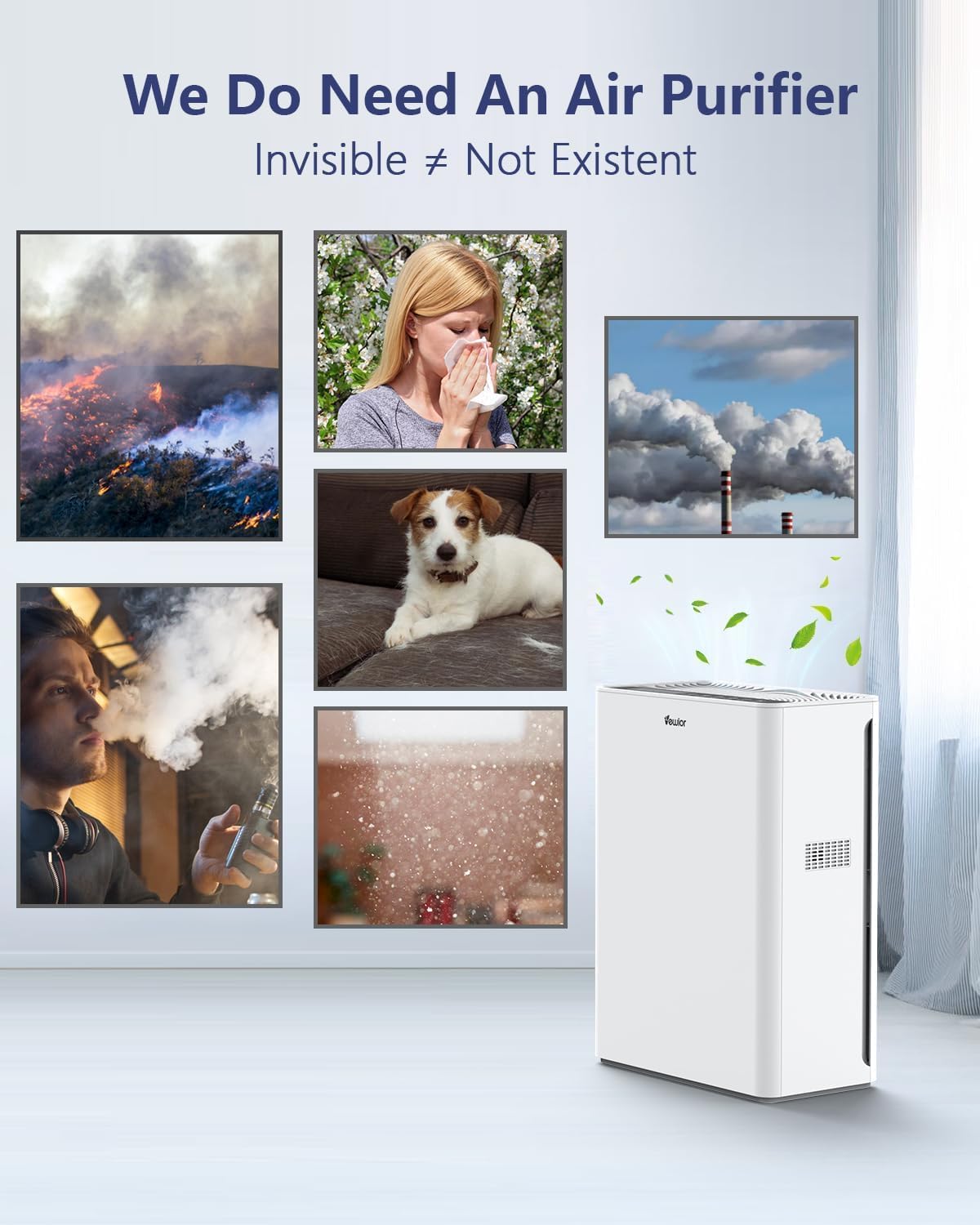 VEWIOR Air Purifier for Home Large Room - H13 HEPA Air Purifier with Fragrance Sponge Timer, 15dB Quiet Air Cleaner for Smoke Pollen Pet Dander