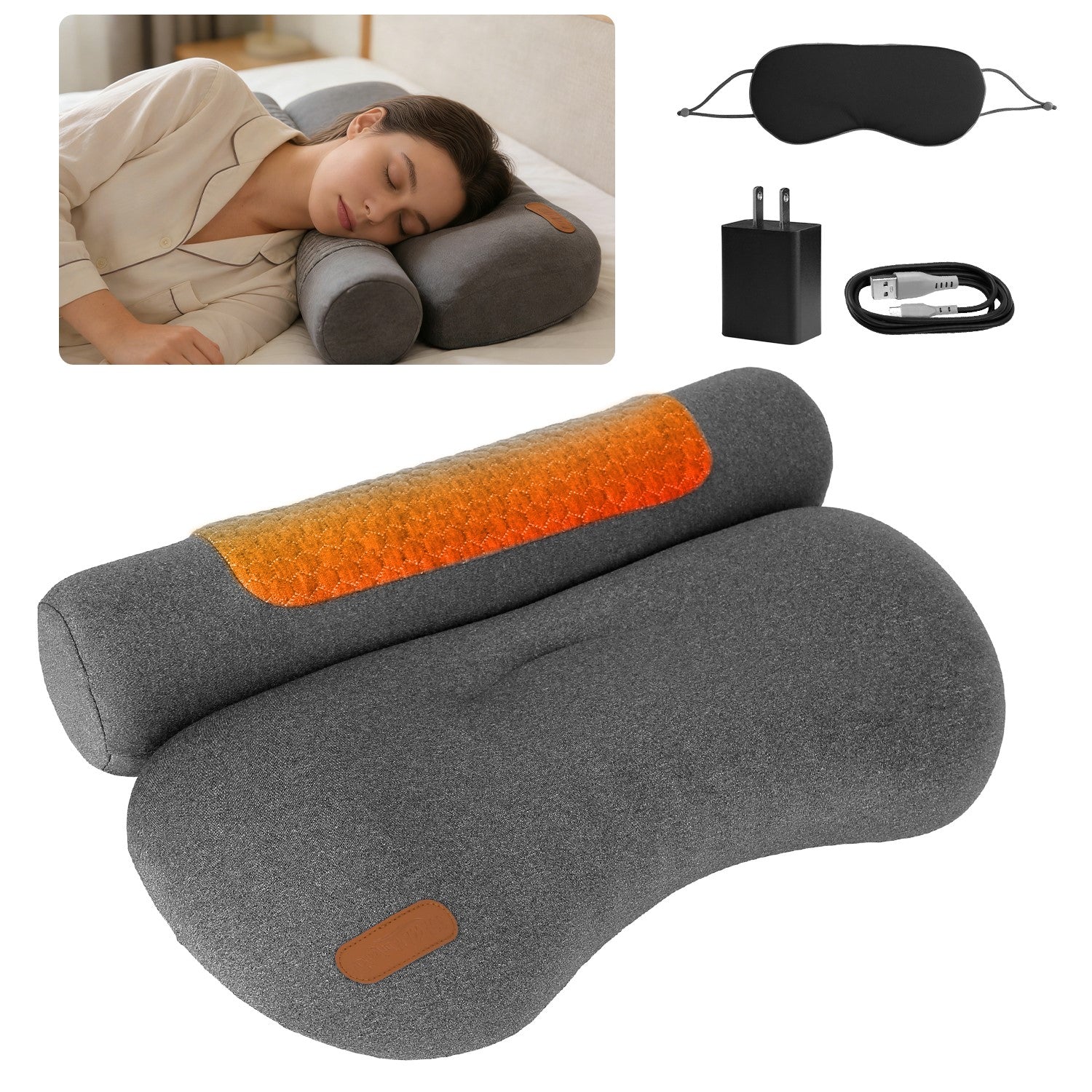 Heated Neck Pillow with 3 Heat Levels, 55D Memory Foam Cervical Pillow for Neck Pain Relief, 30 Mins Auto Off Heating Pillow for Home Office Travel, Zero Pressure Memory Foam Neck Support Pillow with Auto Shut Off & Overheat Protection