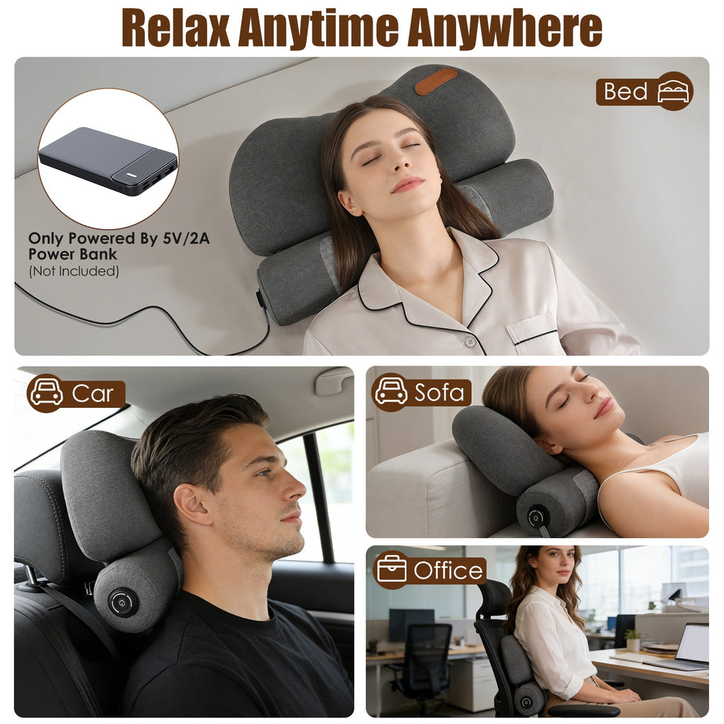 Heated Neck Pillow with 3 Heat Levels, 55D Memory Foam Cervical Pillow for Neck Pain Relief, 30 Mins Auto Off Heating Pillow for Home Office Travel, Zero Pressure Memory Foam Neck Support Pillow with Auto Shut Off & Overheat Protection
